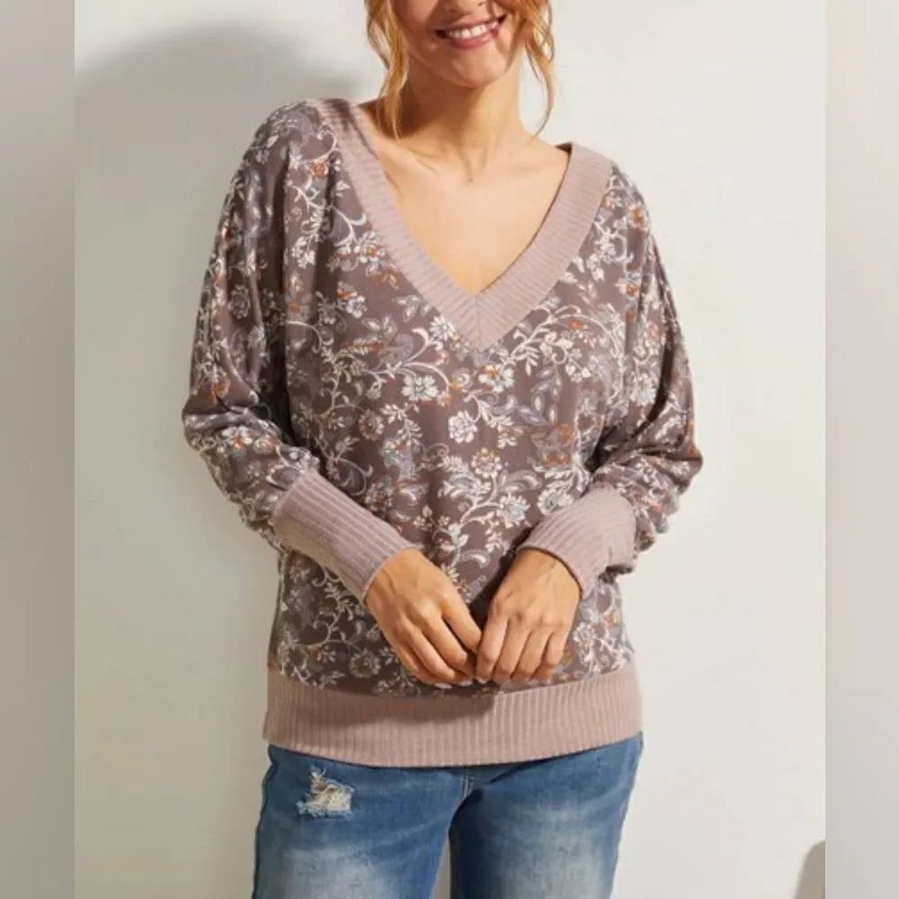 Simple by Suzanne Betro Floral Deep V-Neck Tunic sz 4x